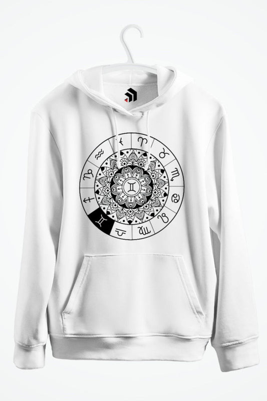 Gemini - Ikizler Burcu Baskılı Kapşonlu Sweatshirt
