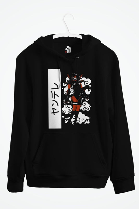 Yandere Oni Mask Gesugao Ecchi Anime Baskılı Kapşonlu Sweatshirt