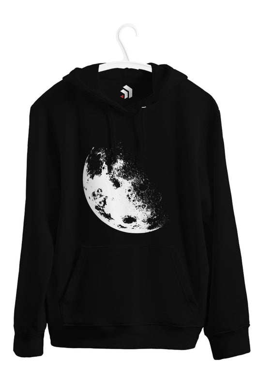 Moon Baskılı Unisex Kapşonlu
