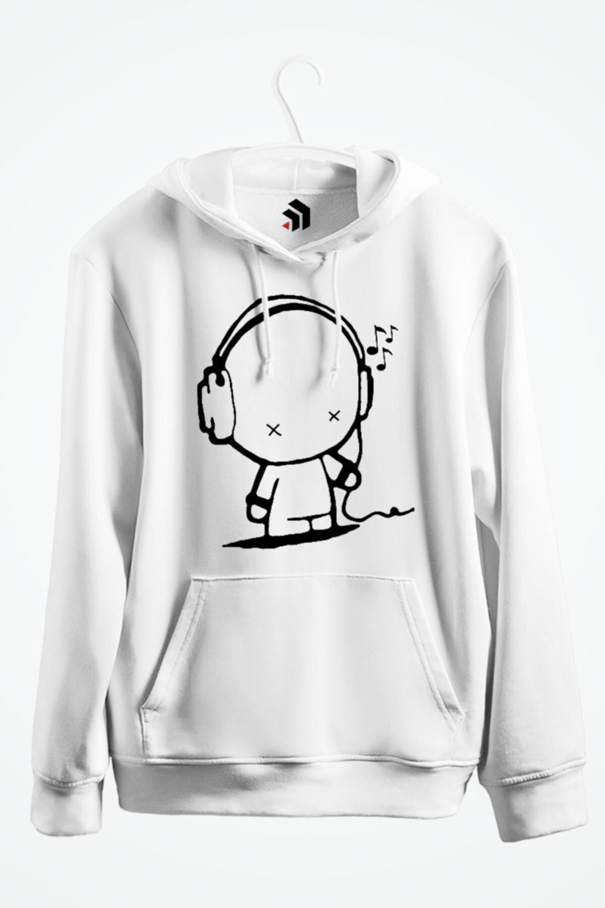 Music Man Baskılı Kapşonlu Sweatshirt