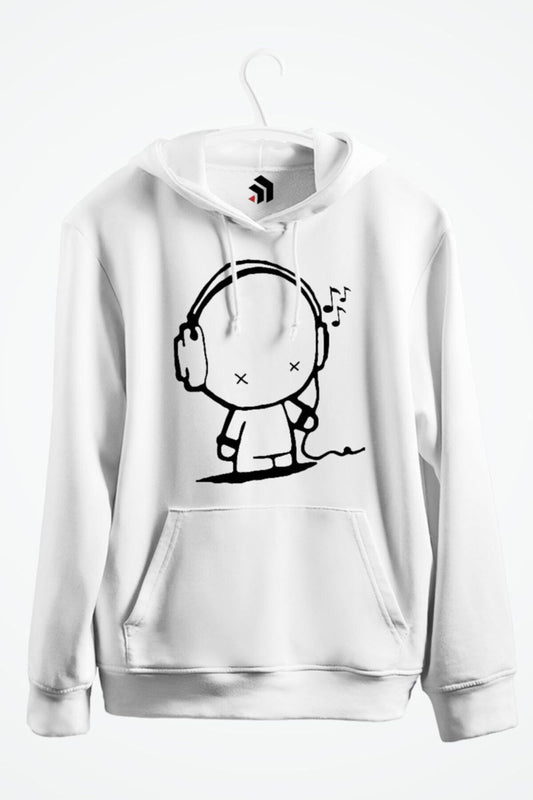 Music Man Baskılı Kapşonlu Sweatshirt