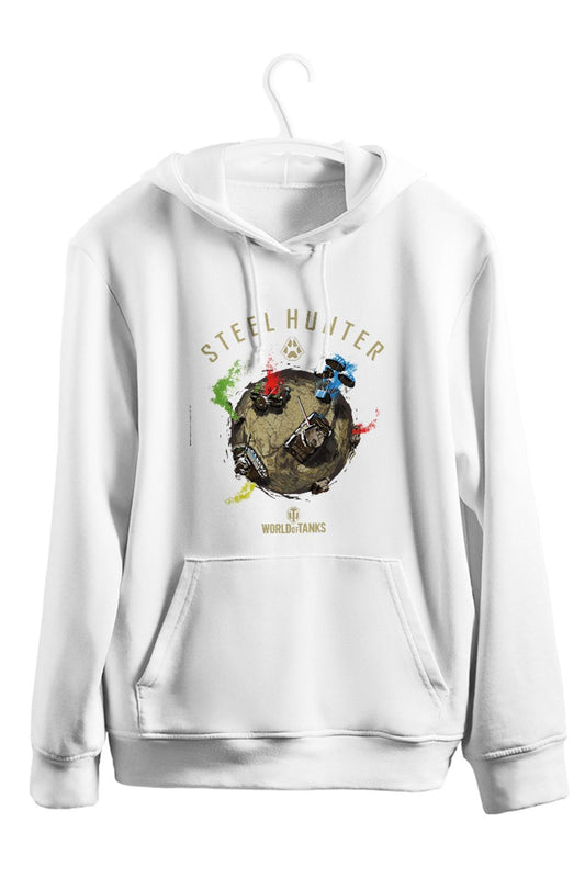 Steel Hunter White Baskılı Kapşonlu Sweatshirt