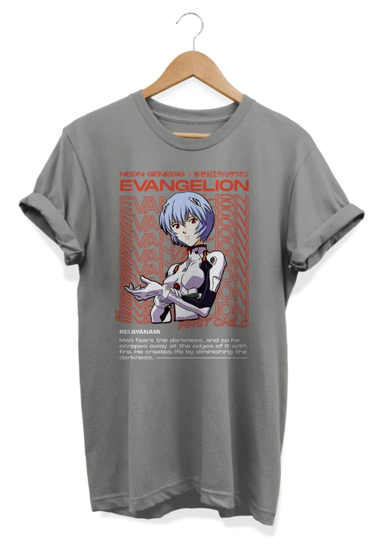 Rei Ayanami Evangelion Aesthetic Anime Baskılı Oversize Tişört