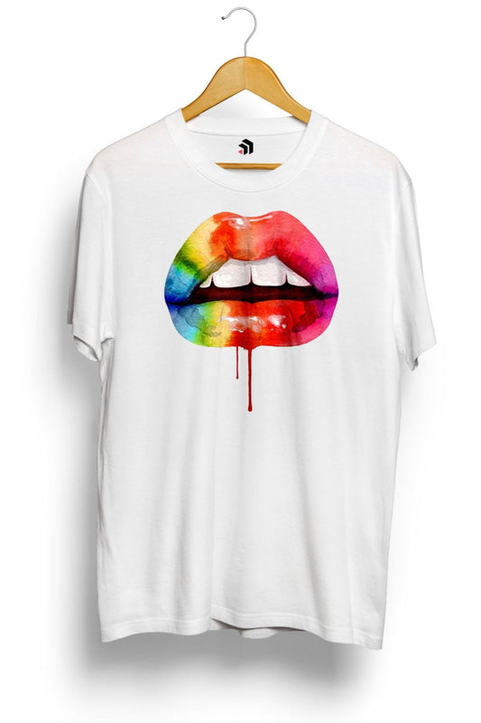 Rainbow Lips Baskılı Tişört