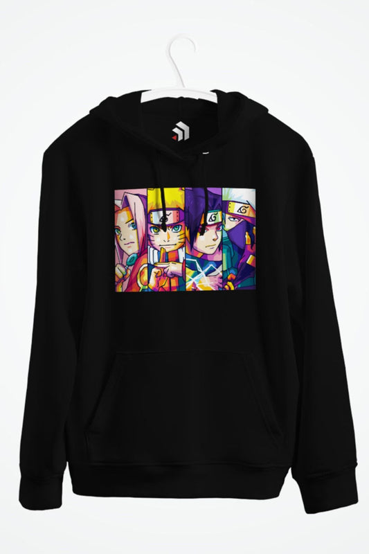 Team 7 Naruto Anime Baskılı Kapşonlu Sweatshirt