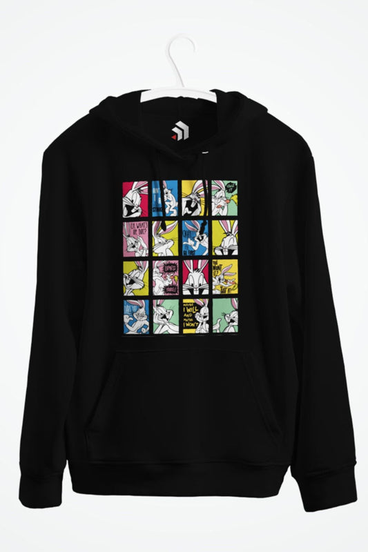 Looney Tunes Bugs Bunny Tiles Baskılı Kapşonlu Sweatshirt
