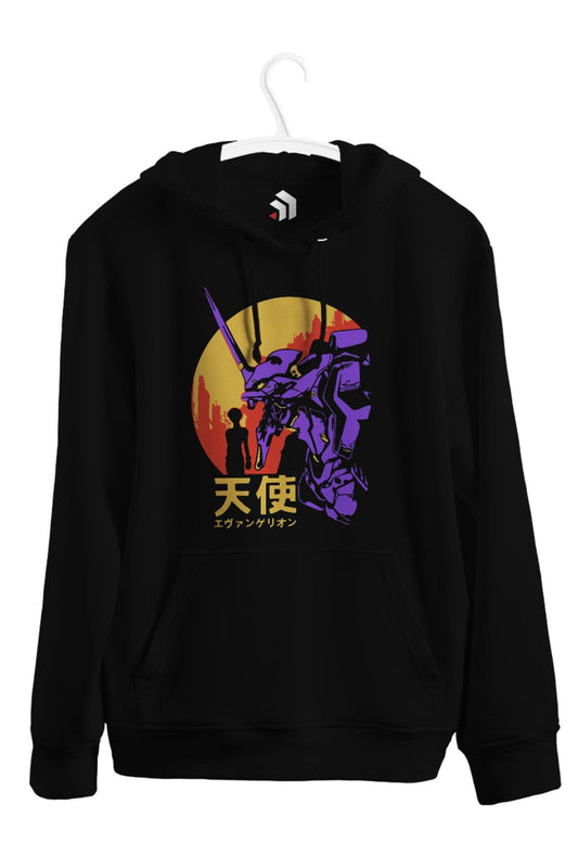 Neon Genesis Evangelion Retro Vintage Anime Baskılı Unisex Kapşonlu