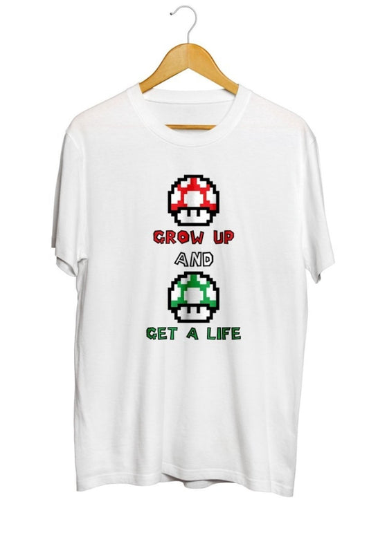 Mario Mantar Grow Up And Get A Life Baskılı Unisex Tişört