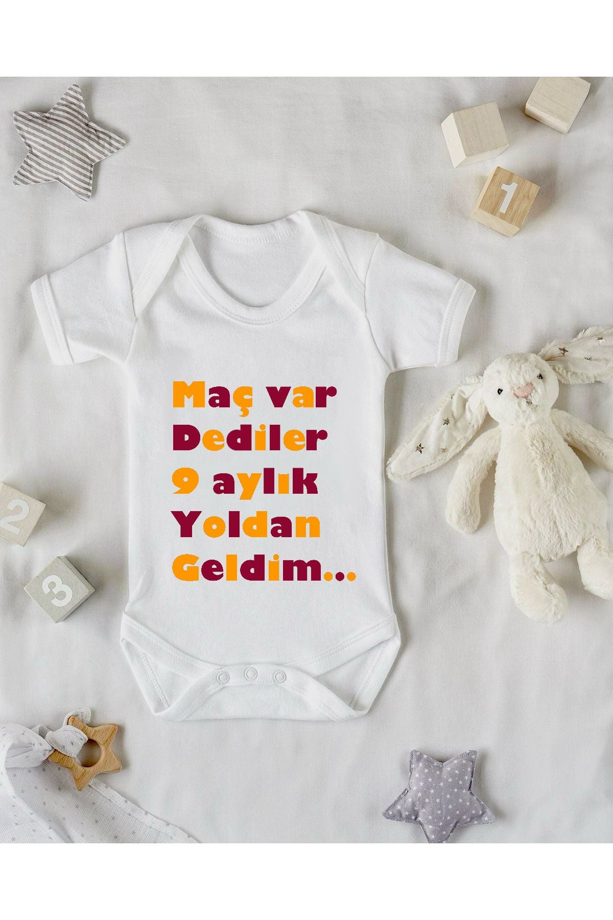 Maç Var Dediler 9 Aylık Yoldan Geldim Taraftar Baskılı Bebek Zıbını