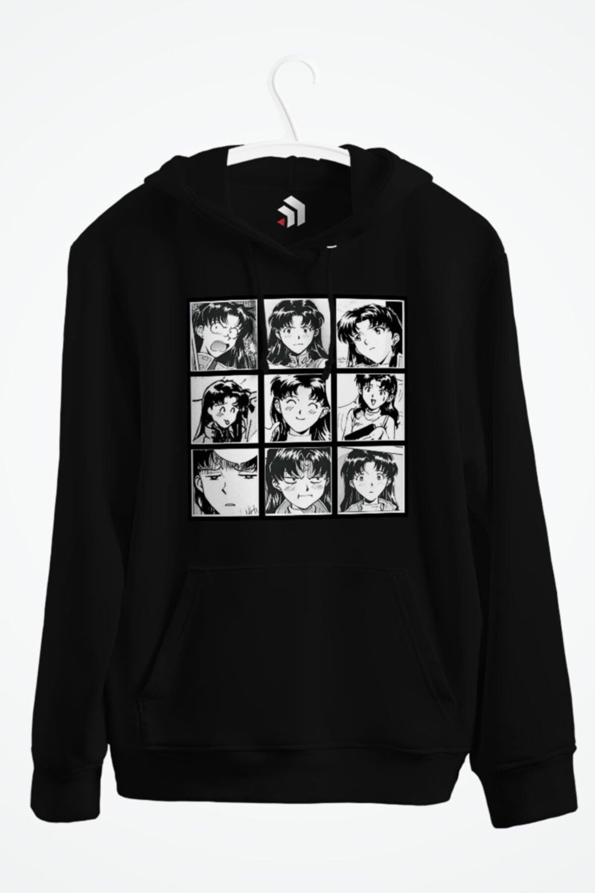 Evangelion - Misato Anime Baskılı Kapşonlu Sweatshirt