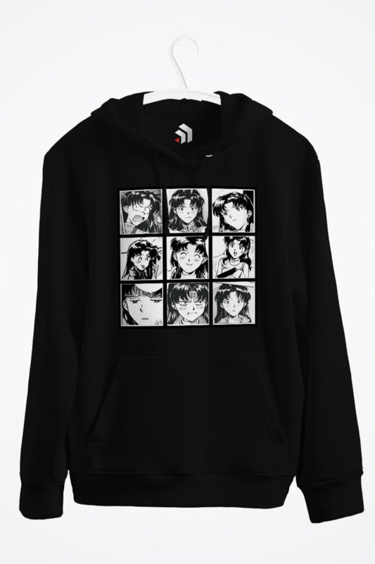 Evangelion - Misato Anime Baskılı Kapşonlu Sweatshirt