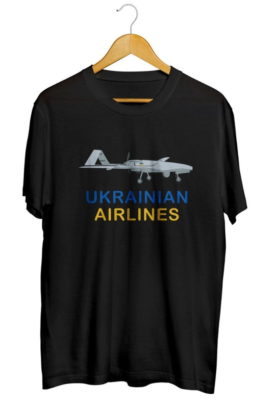 Bayraktar Tb2 Turkish Drone Ve Ukrayna Bayrağı Baskılı Unisex Tişört