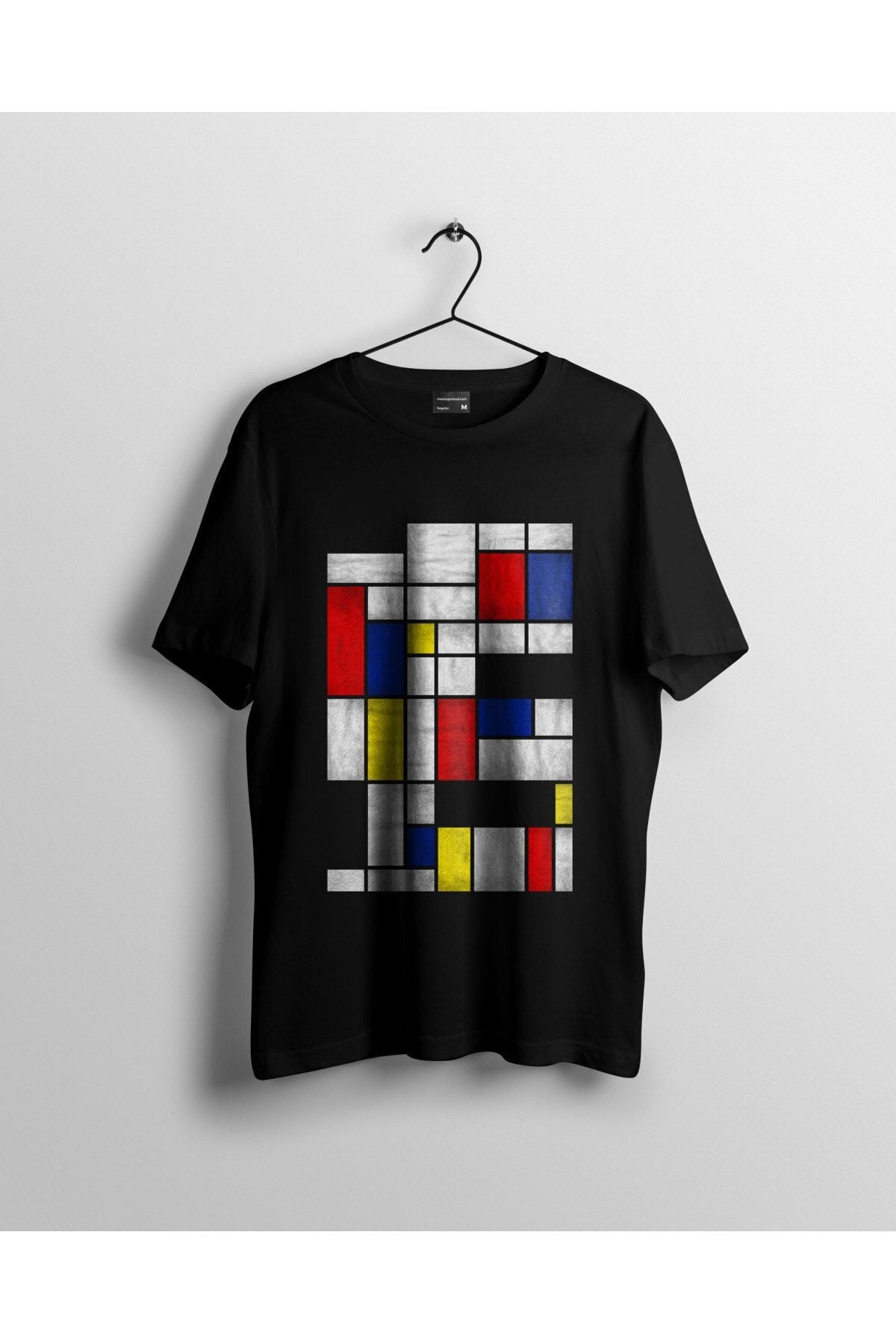 Endişeli Mondrian Kompozisyonu Baskılı Tshirt