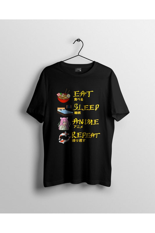 Anime,ye,uyu,tekrarla Baskılı Tişört