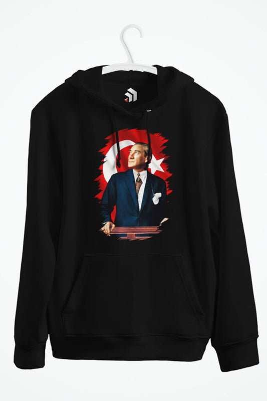 Mustafa Kemal Atatürk Baskılı Kapşonlu Sweatshirt