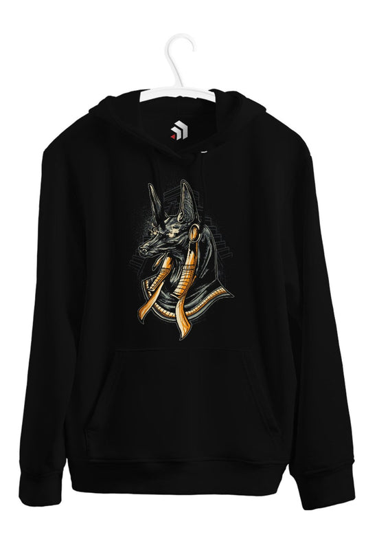 Anubis Baskılı Unisex Kapşonlu