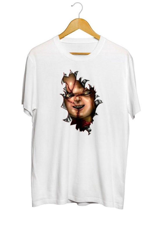 Chucky Hot Sfregiato Baskılı Unisex Tişört