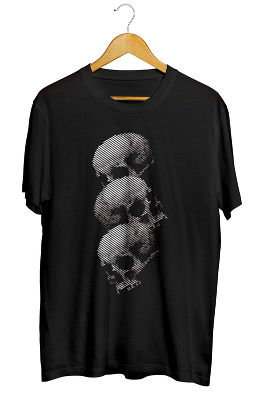 Glitch Skulls Baskılı Unisex Tişört