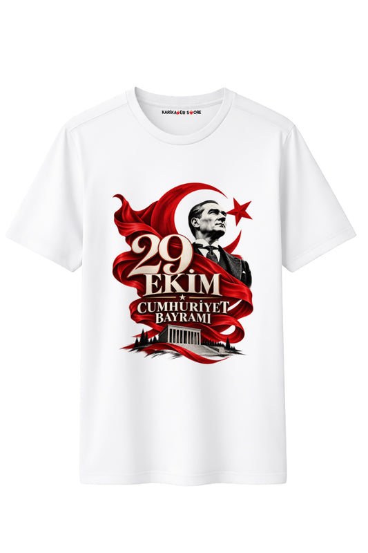 29 Ekim Cumhuriyet Baskılı Kaliteli Unisex Tişört