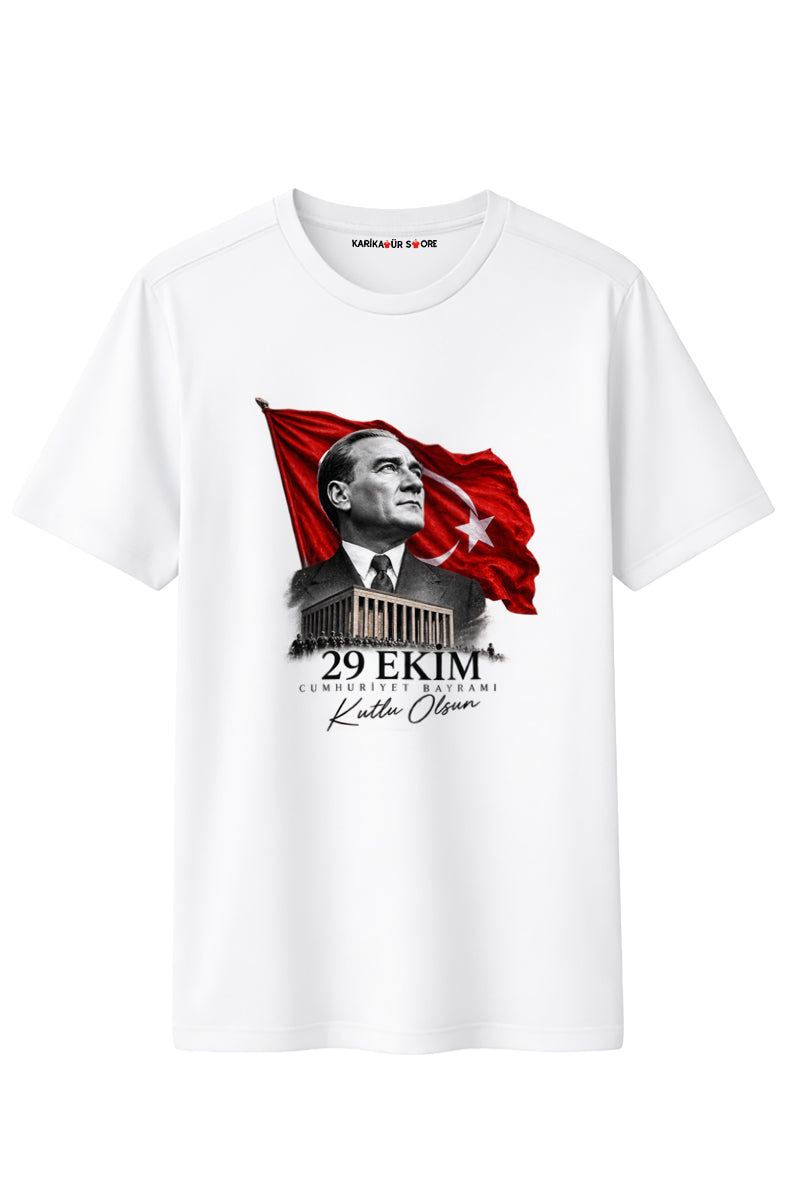 29 Ekim Atatürk Baskılı Kaliteli Unisex Tişört