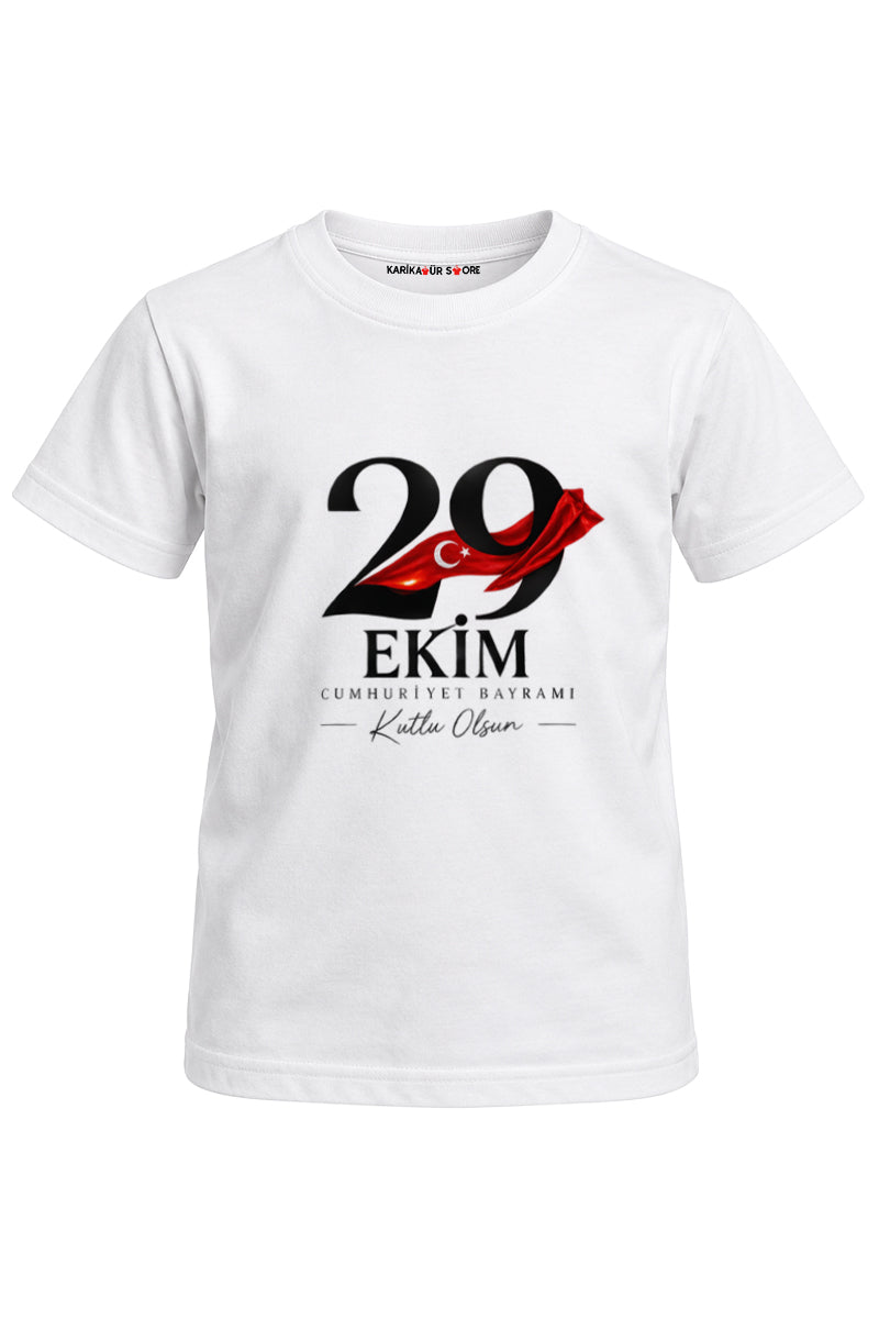 29 Ekim Yazısı Baskılı Unisex Çocuk Tişört