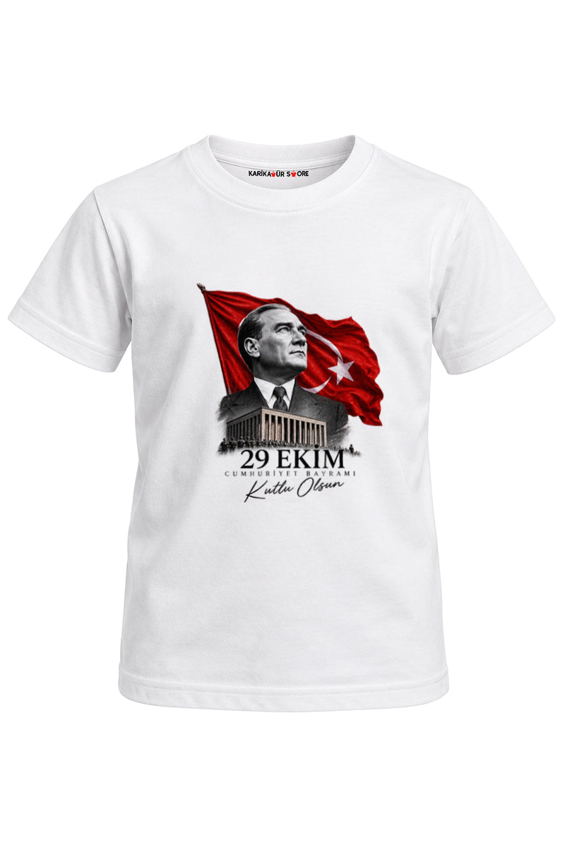 29 Ekim Atatürk Baskılı Unisex Çocuk Tişört