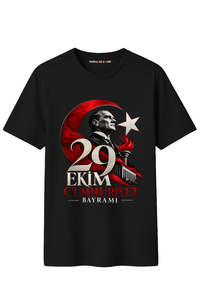29 Ekim Atatürk Ve Anıtkabir Baskılı Kaliteli Unisex Tişört
