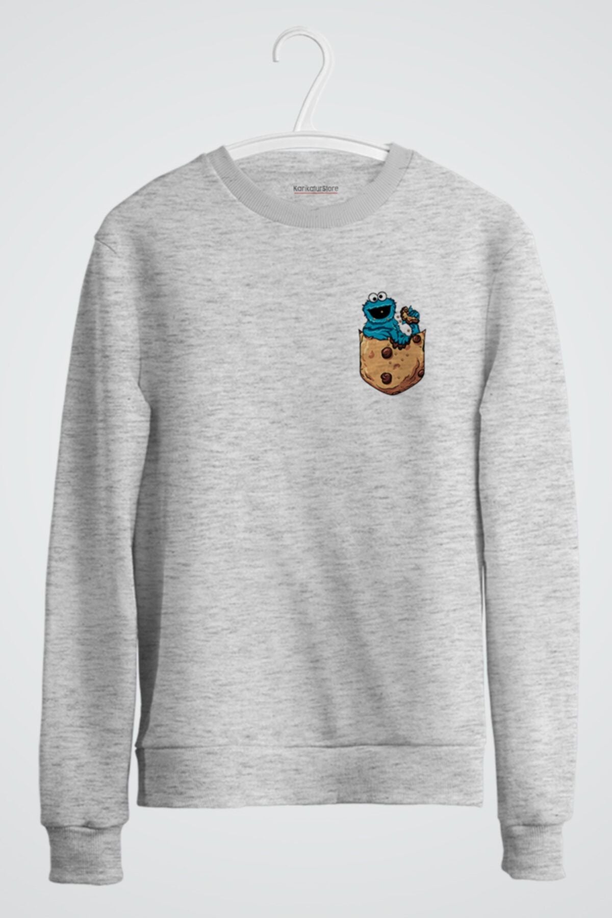 Monster Cookie In Pocket Baskılı Sweatshirt