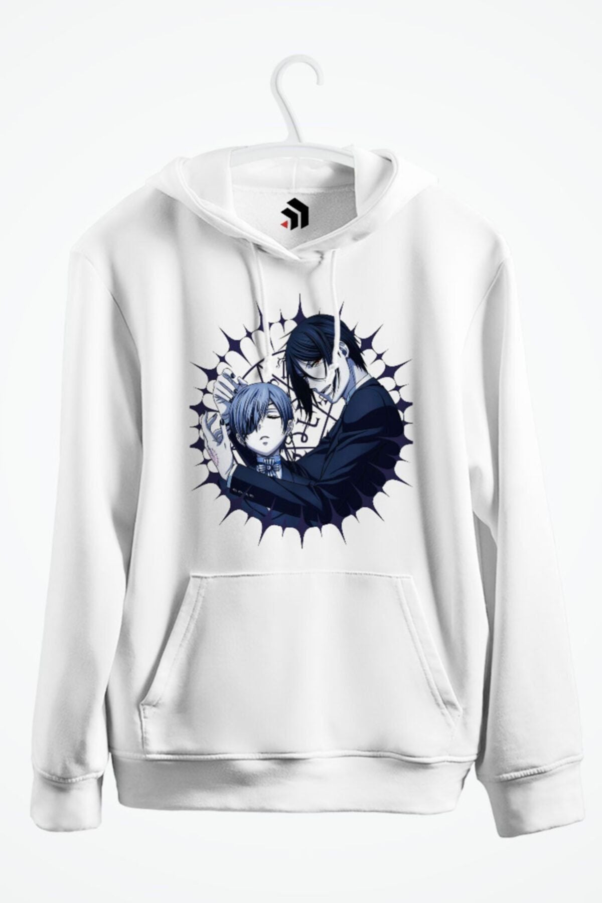 Black Butler Sebastian And Ciel Pentagram Anime Baskılı Kapşonlu Sweatshirt