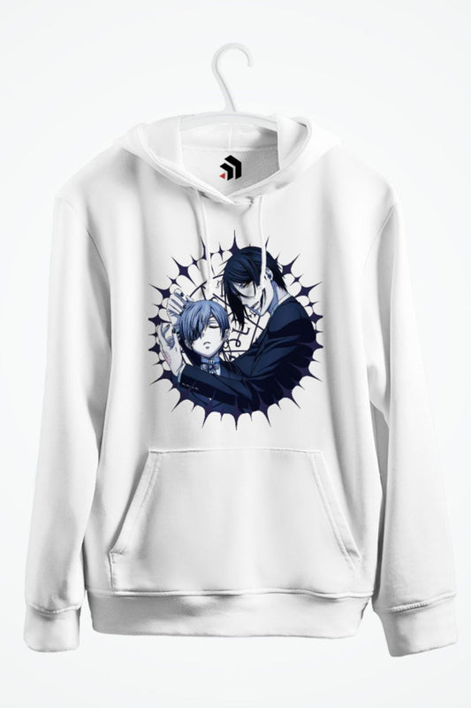 Black Butler Sebastian And Ciel Pentagram Anime Baskılı Kapşonlu Sweatshirt