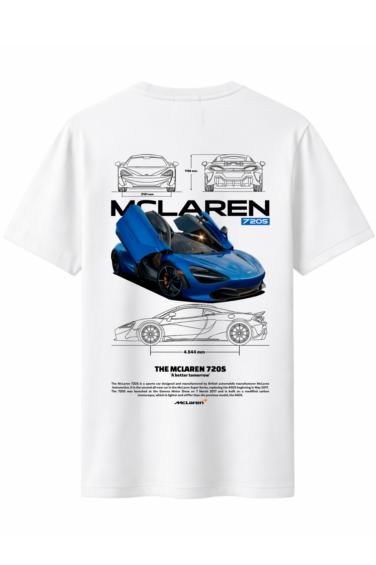 720S Mclaren Arka Baskılı Kaliteli Unisex Tişört