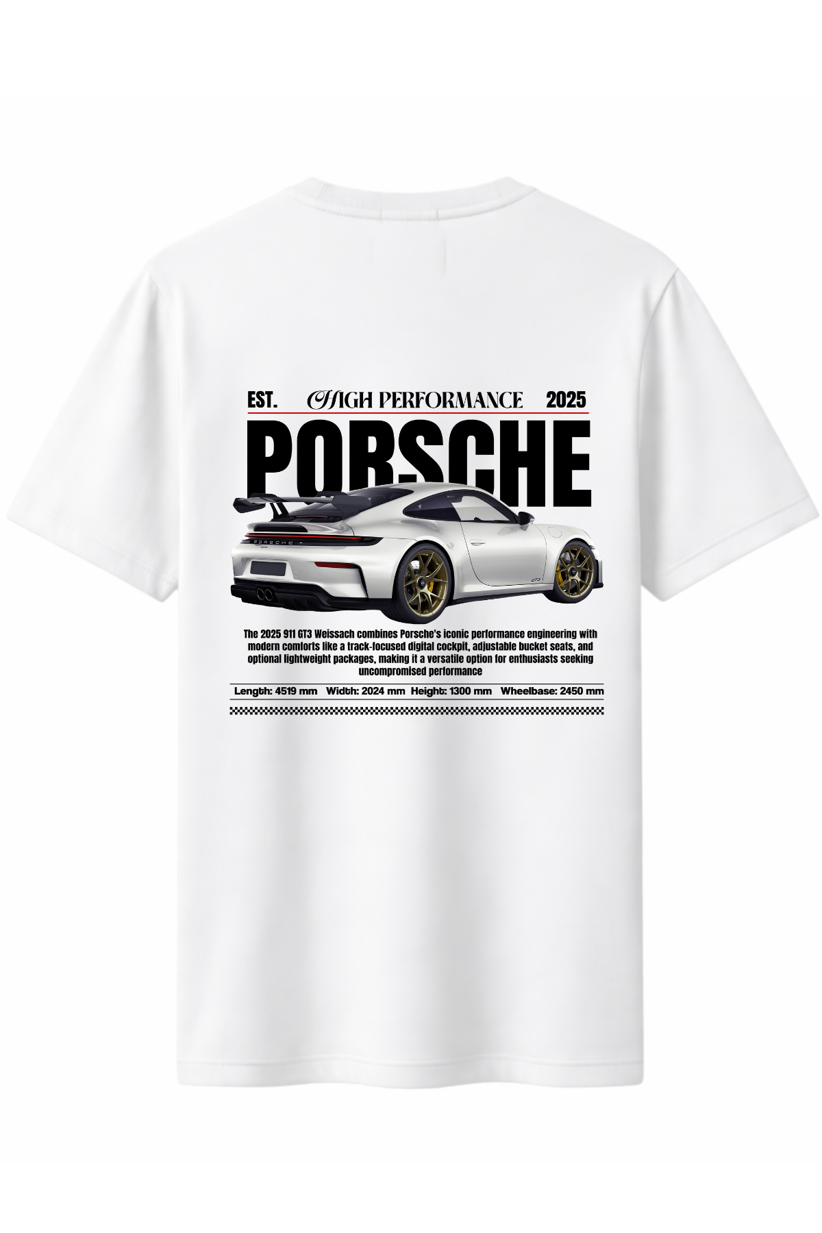 911 Porsch 2025 Arka Baskılı Kaliteli Unisex Tişört
