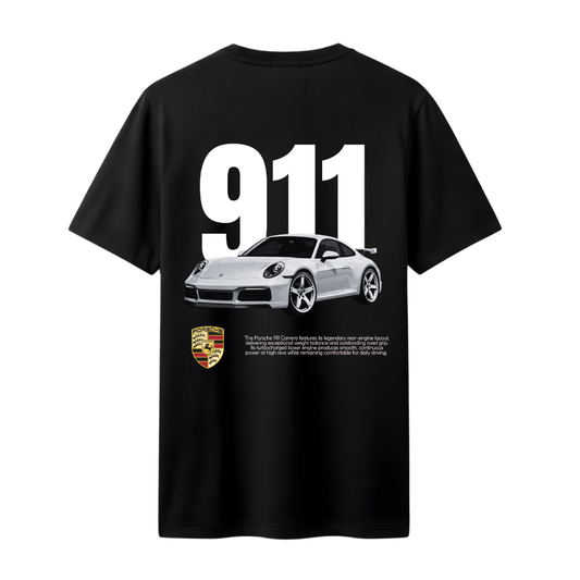 Beyaz 911 Baskılı Kaliteli Unisex Tişört
