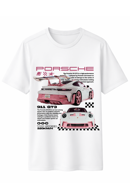 Pembe GT3 Ön Baskılı Kaliteli Unisex Tişört