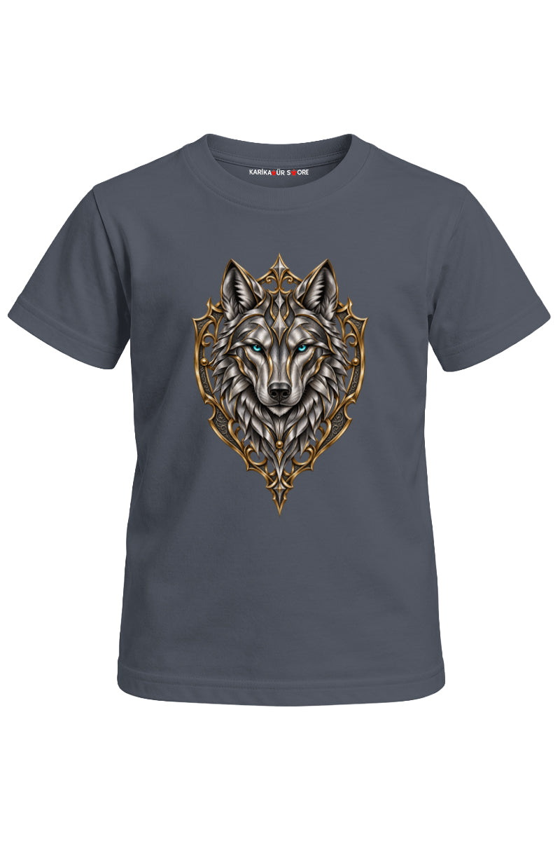 Altın Kurt Arma Baskılı Unisex Çocuk Tişört
