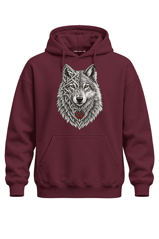 Gümüş Kurt Baskılı Kaliteli Unisex Kapşonlu Sweatshirt