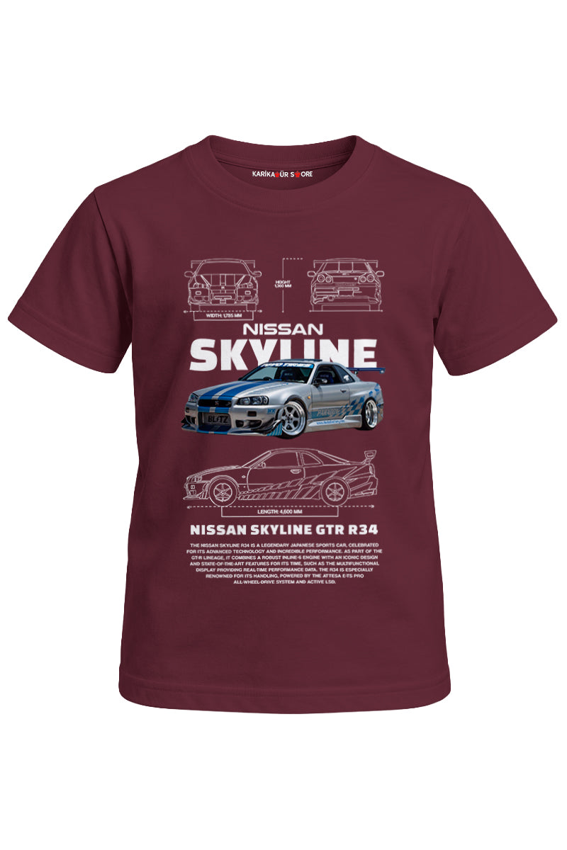 Nissan Skyline Baskılı Unisex Çocuk Tişört
