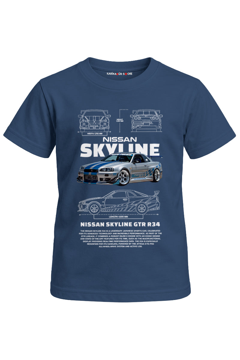 Nissan Skyline Baskılı Unisex Çocuk Tişört