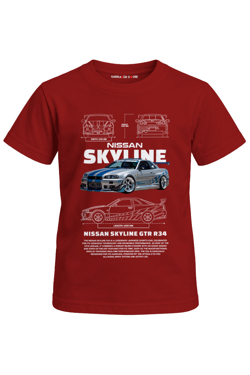 Nissan Skyline Baskılı Unisex Çocuk Tişört