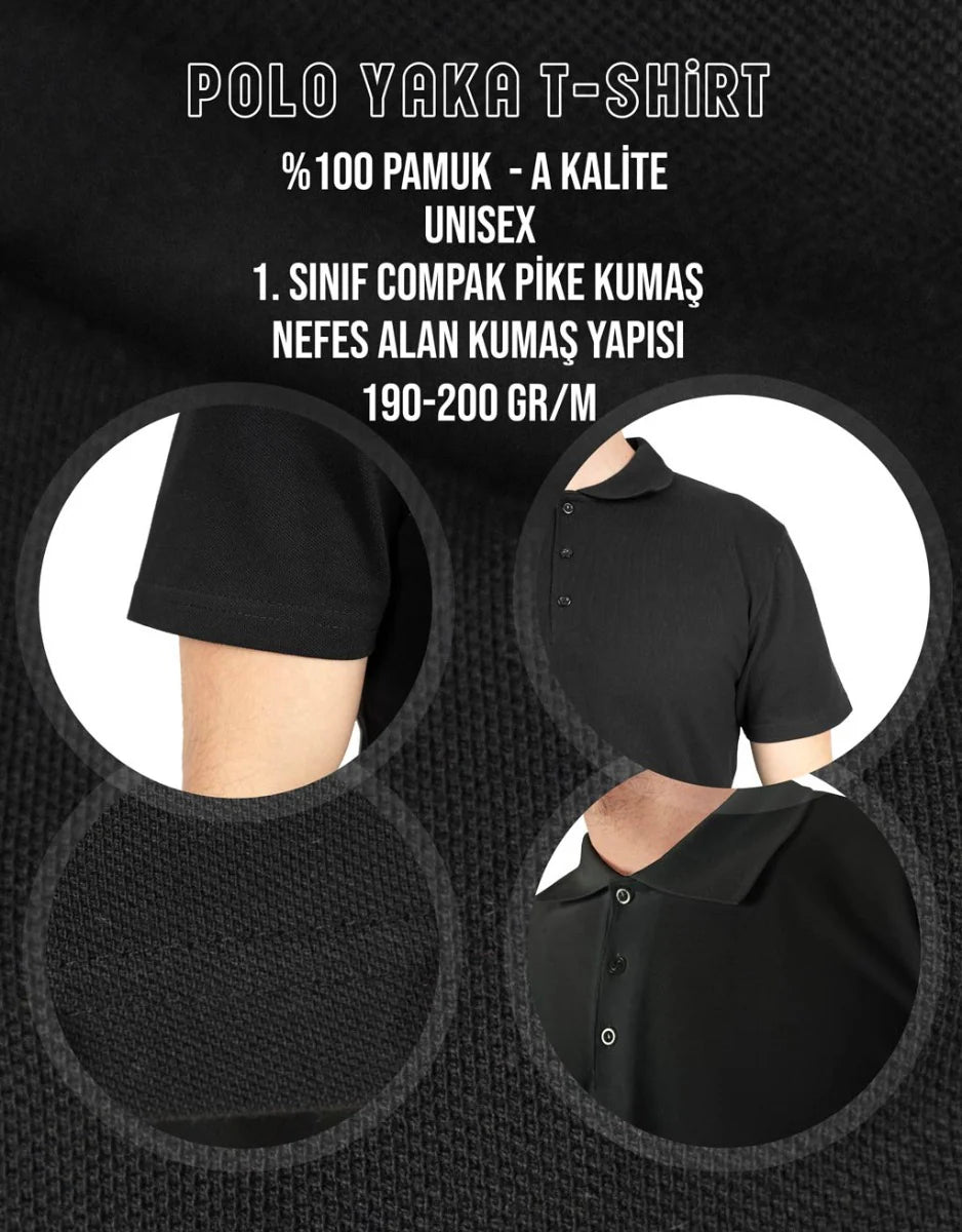 Polo Yaka Tişört Siyah Renk
