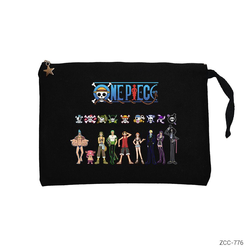 One Piece Siyah Clutch Astarlı Cüzdan / El Çantası