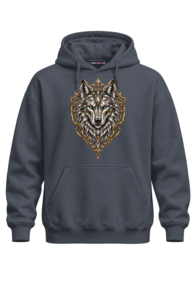 Altın Kurt Arma Baskılı Kaliteli Unisex Kapşonlu Sweatshirt