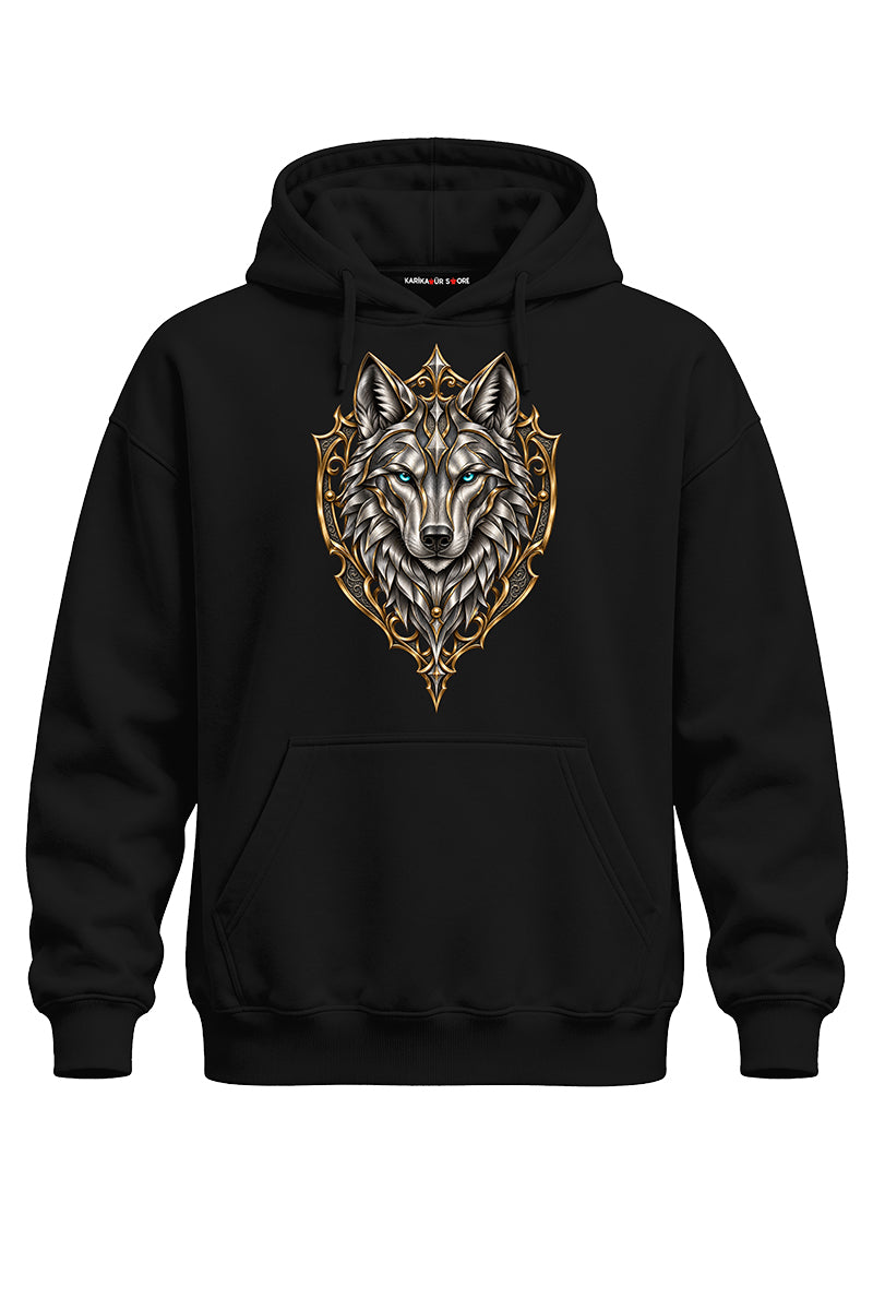 Altın Kurt Arma Baskılı Kaliteli Unisex Kapşonlu Sweatshirt