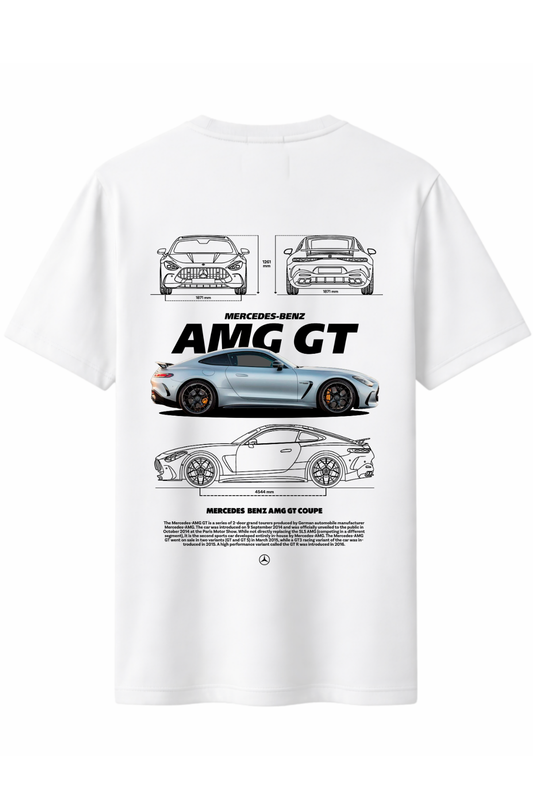 AMG GT Beyaz Arka Baskılı Kaliteli Unisex Tişört