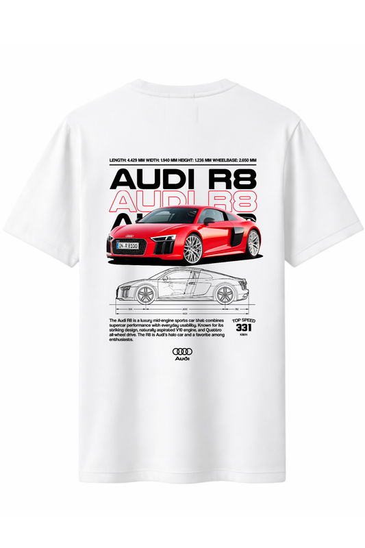 Audi R8 Kırmızı Arka Baskılı Kaliteli Unisex Tişört
