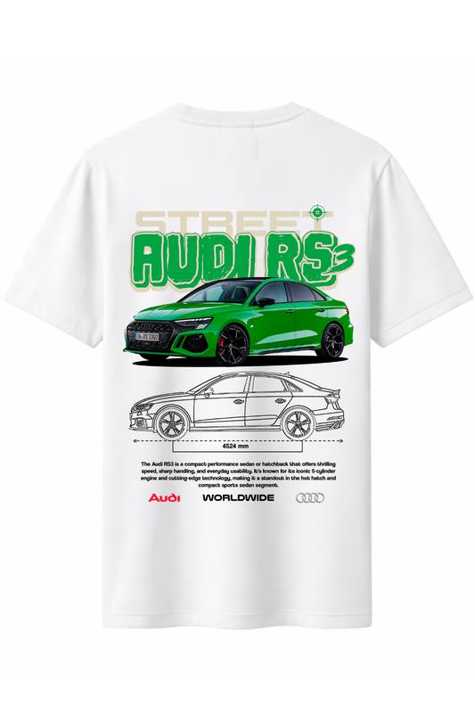 Audi rs3 Yeşil Arka Baskılı Kaliteli Unisex Tişört