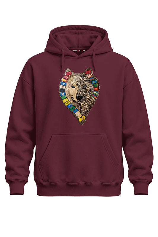 Bayraklı Yeleli Kurt Baskılı Kaliteli Unisex Kapşonlu Sweatshirt