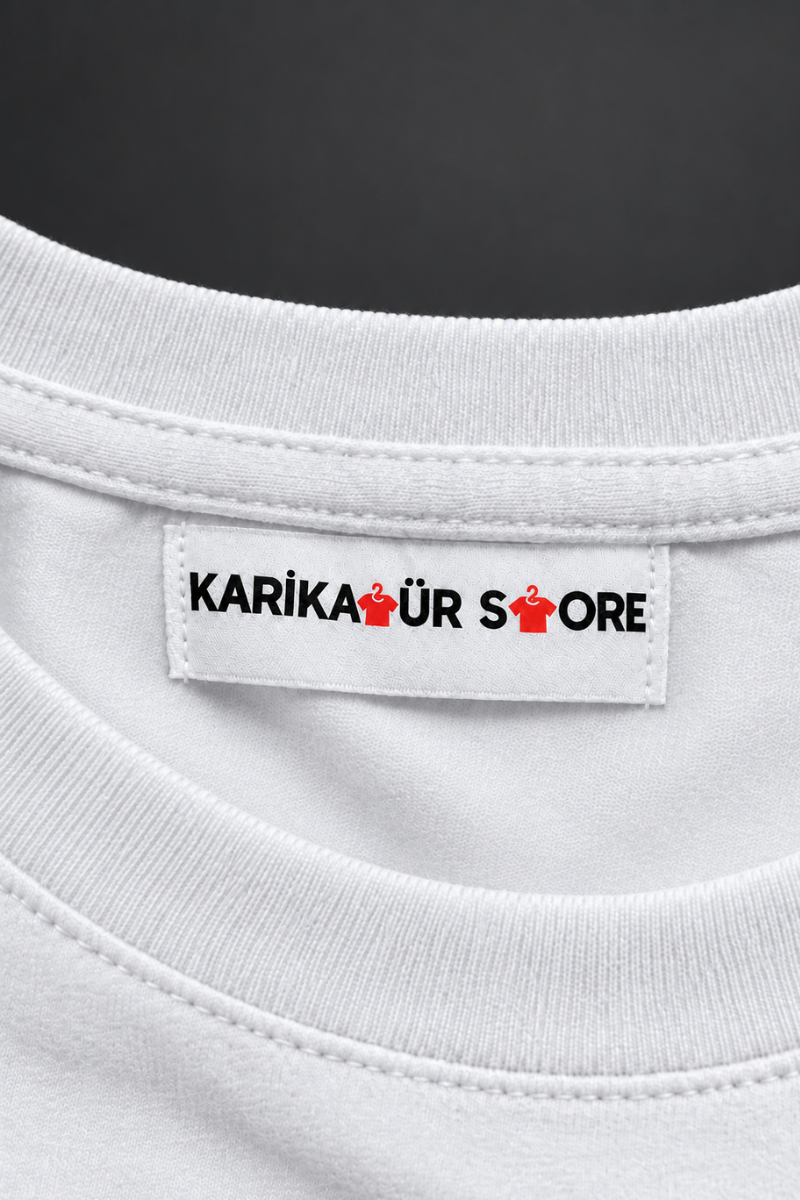 Beyaz tişört etiket detayı