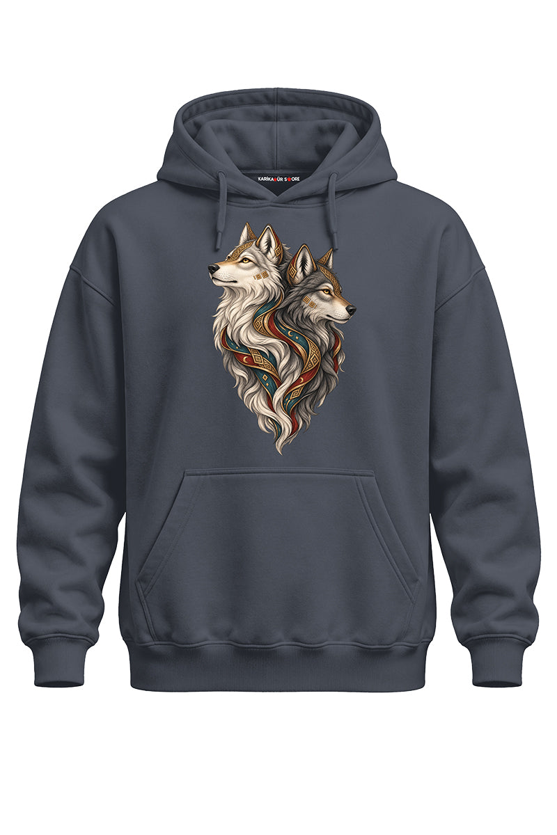 Bozkurtlar Baskılı Kaliteli Unisex Kapşonlu Sweatshirt