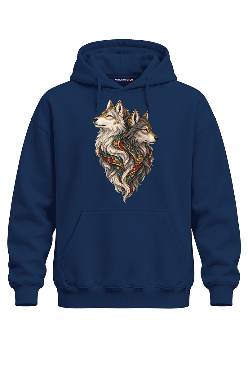 Bozkurtlar Baskılı Kaliteli Unisex Kapşonlu Sweatshirt